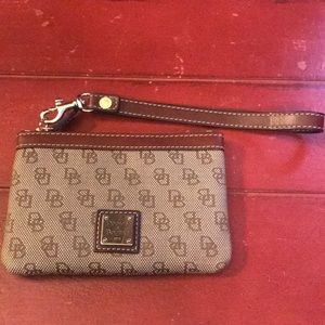 New Authentic Dooney & Bourke Brown logo wristlet